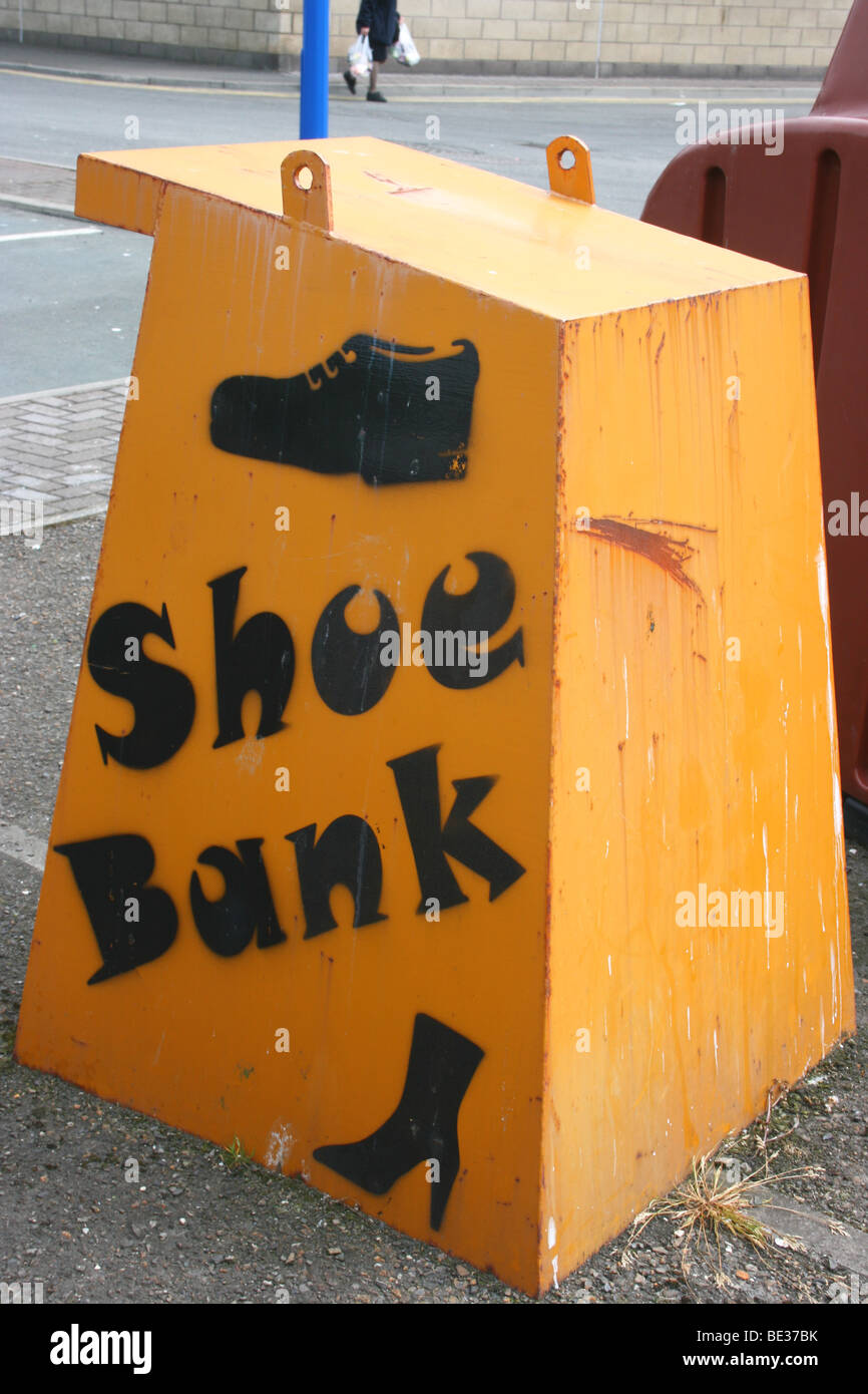 'shoe bank' for recycling footwear in Wick, Scotland Stock Photo