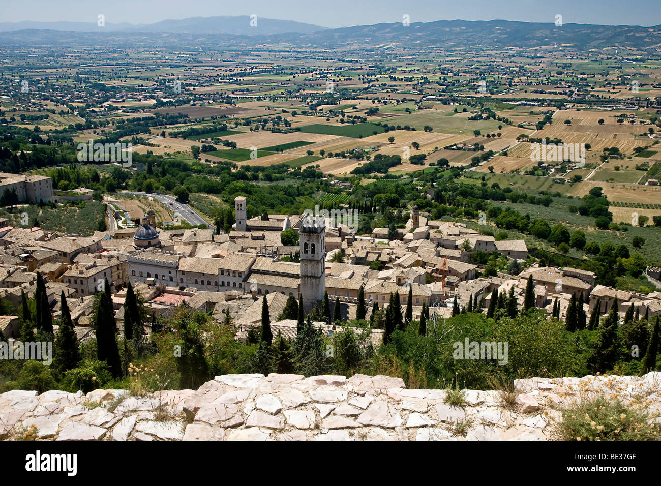 View over the roofs of the medieval town of Assisi, Italy, Europe Stock Photo