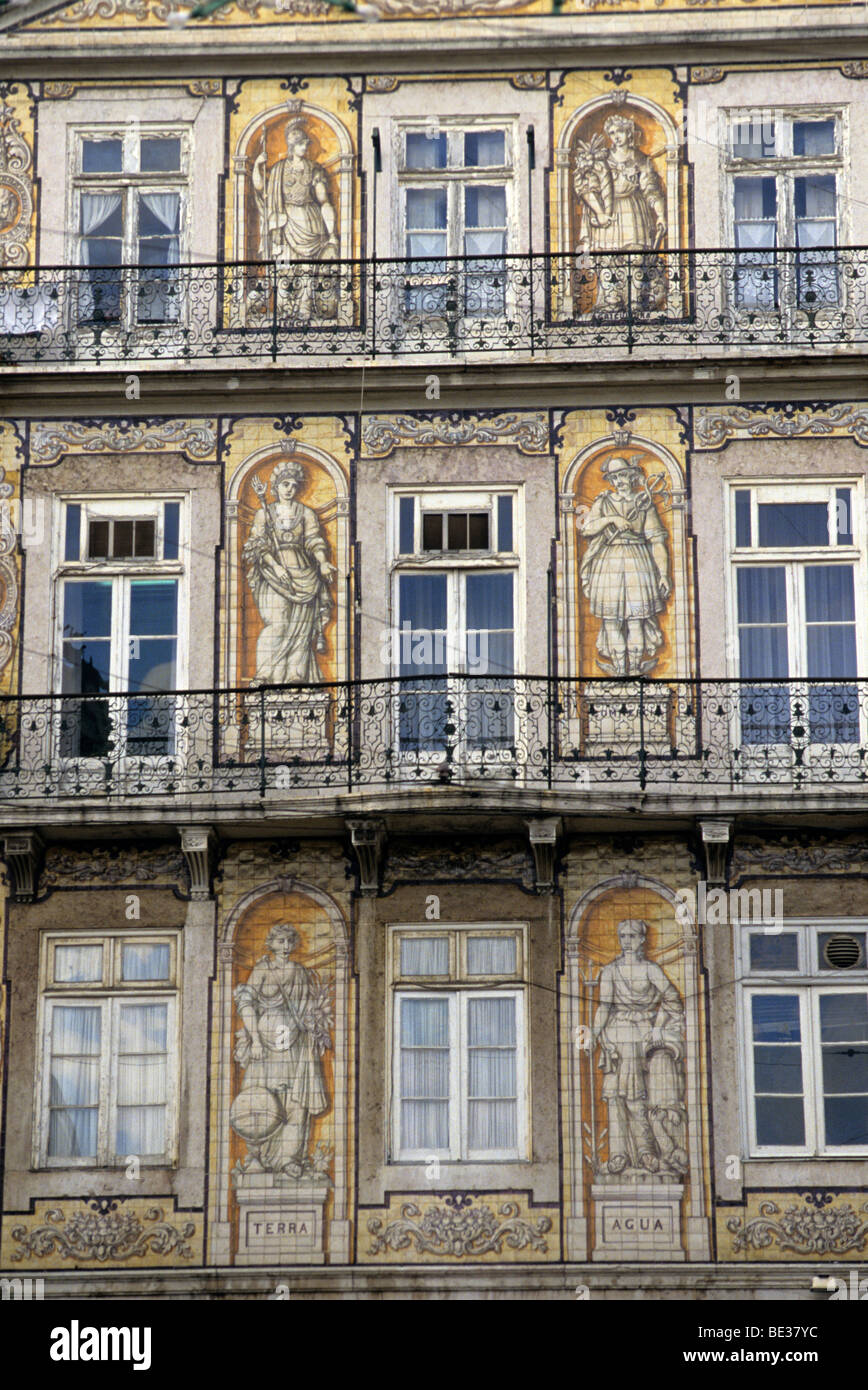 Tile facade, Alfama, Lisbon, Portugal, Europe Stock Photo