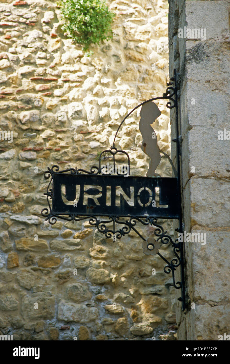 Urinal, men's room sign, Lisbon Castle, Lisbon, Portugal, Europe Stock Photo