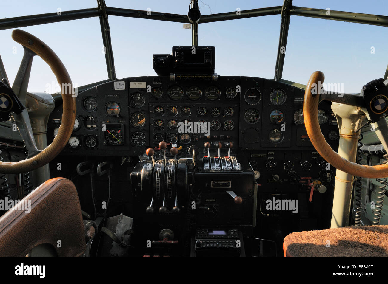 Look into the cockpit of the passenger aircraft Junkers JU-52, Germany, Europe Stock Photo