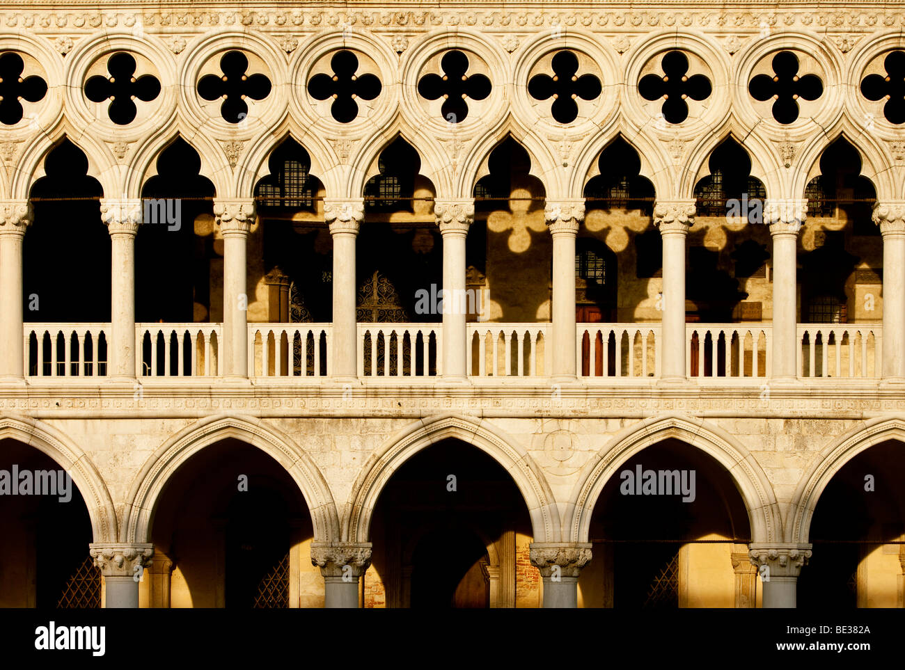 Detail of Ducal Palace near  Piazza San Marco in Venice Veneto Italy Stock Photo