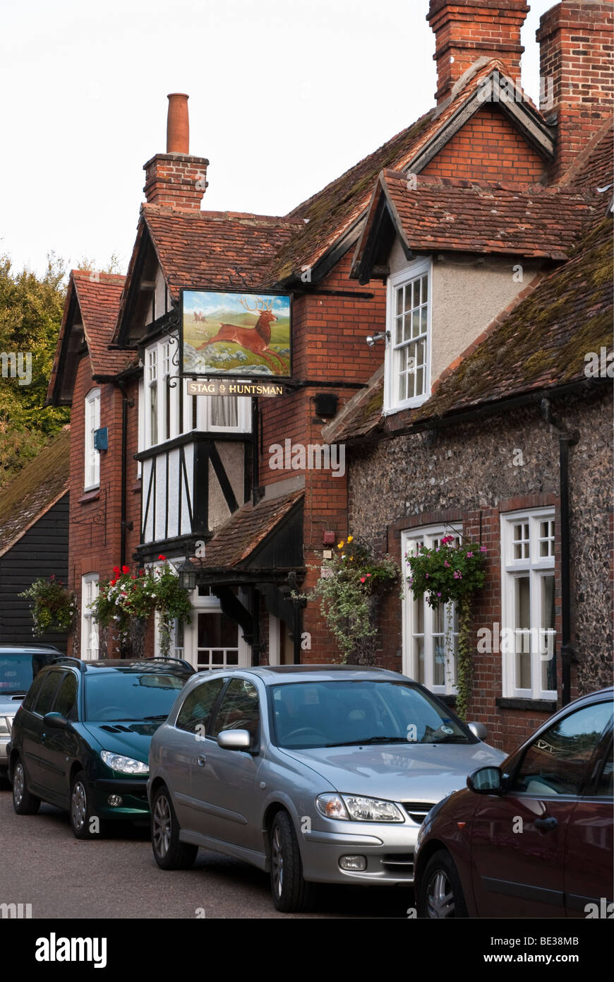 The Stag & Huntsman pub at Hambleden, Buckinghamshire, England, UK. Stock Photo