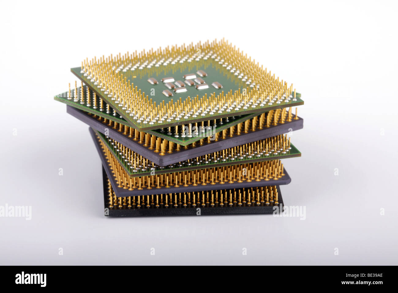 Stack of several central processing units of various types and shapes ...