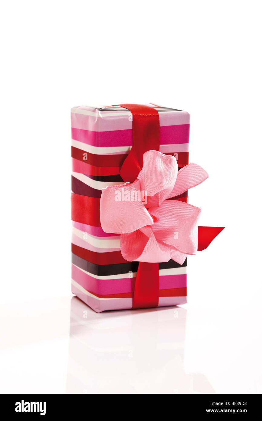 Gift box with pink ribbon Stock Photo