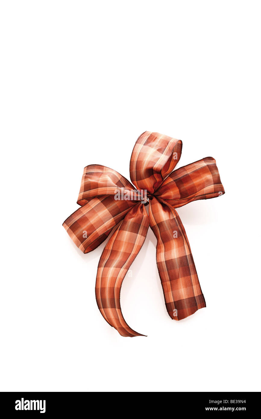 Patterned gift ribbon in a bow Stock Photo