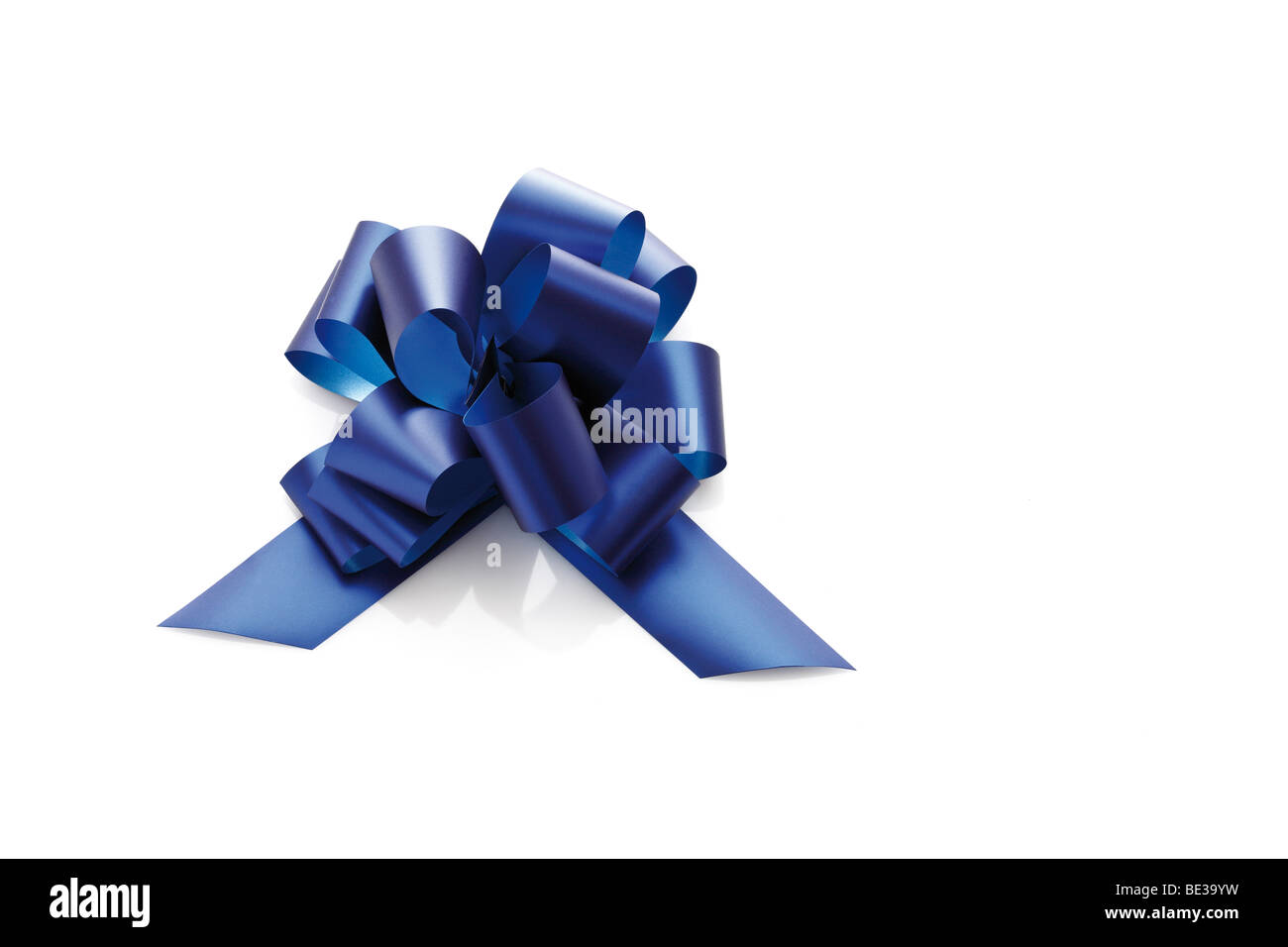 Blue gift ribbon in a bow Stock Photo
