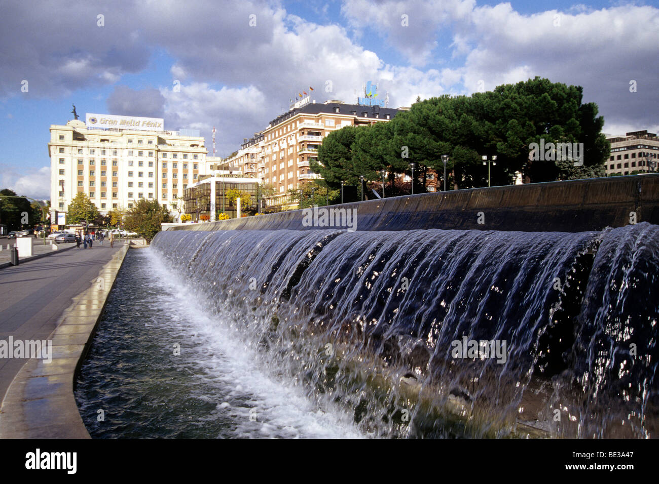 Fountain at the Centro Cultural de la Villa de Madrid, Plaza de Colon, Madrid, Spain, Europe Stock Photo