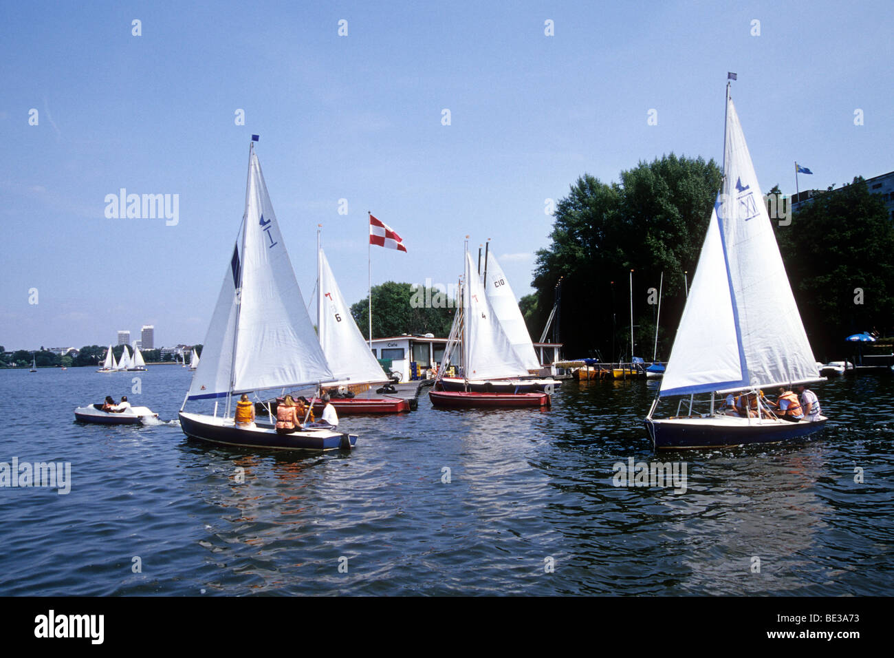 Sailing on the Outer Alster lake, Hanseatic City of Hamburg, Germany, Europe Stock Photo