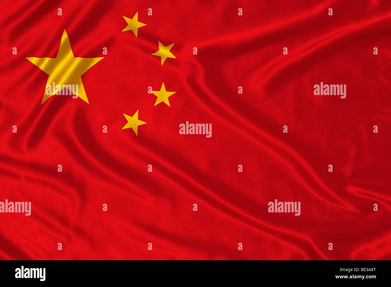 Rippled Chinese flag. National flag of China Stock Photo
