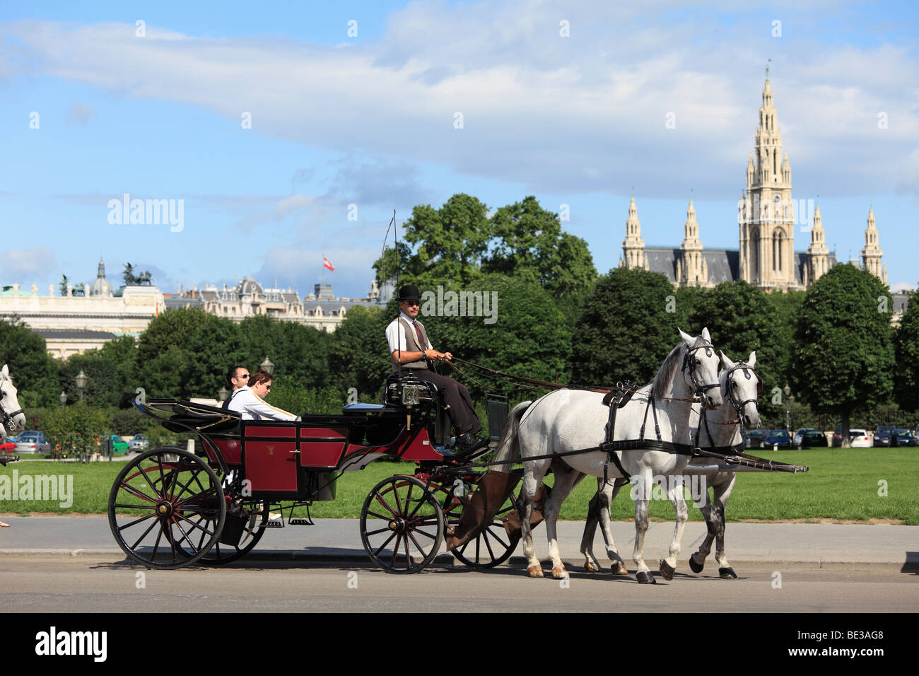 Fiaker carriage at the Heldenplatz Heroes' Square, Vienna, Austria, Europe Stock Photo