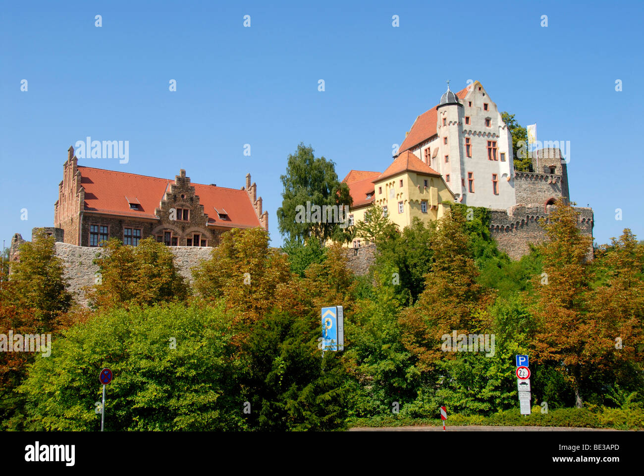 Outer castle, defence wall and the great hall, Old Castle, Alzenau in Lower Franconia, Spessart, Bavaria, Germany, Europe Stock Photo