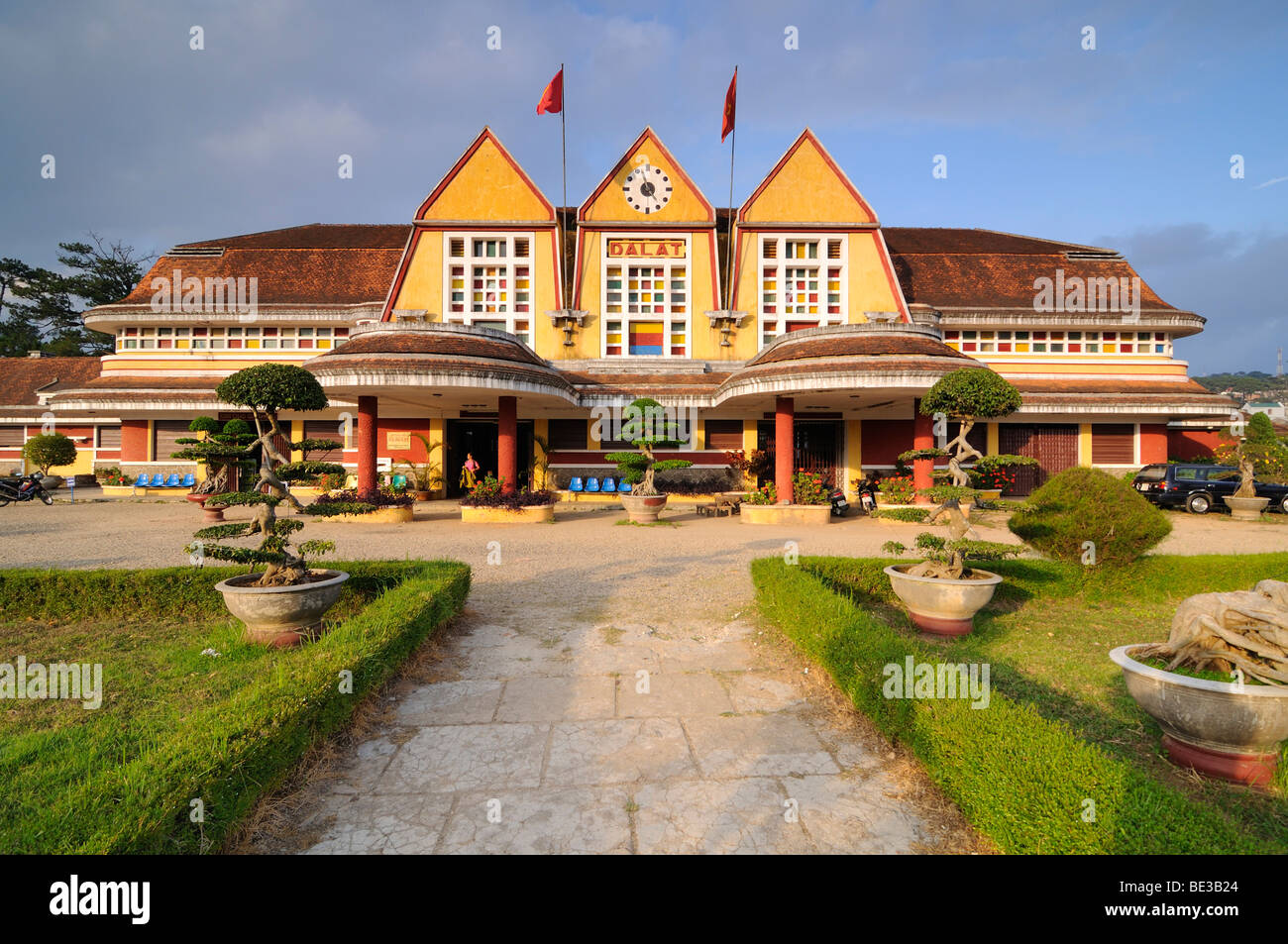 Building of the old railway station, Dalat, Central Highlands, Vietnam, Asia Stock Photo