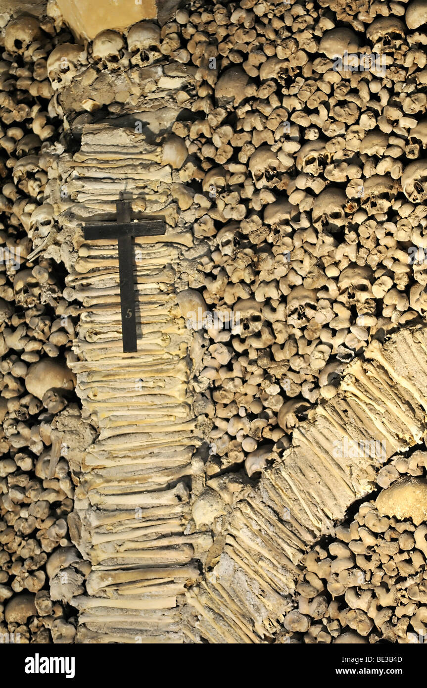 Charnel, bones chapel Capela dos Ossos in the Franciscan monastery, Evora, UNESCO World Heritage Site, Alentejo, Portugal, Euro Stock Photo