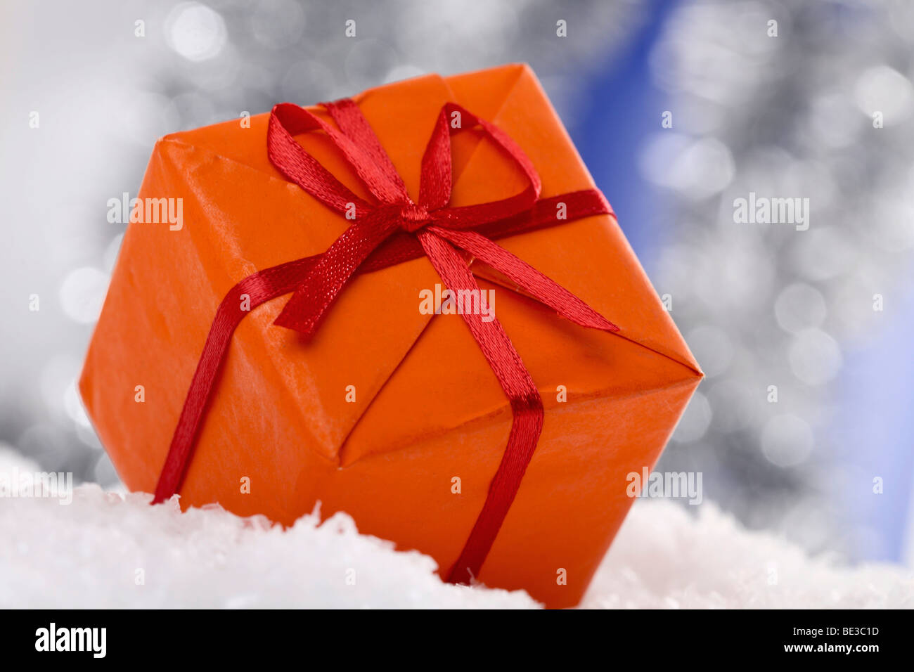 Present on snow Stock Photo