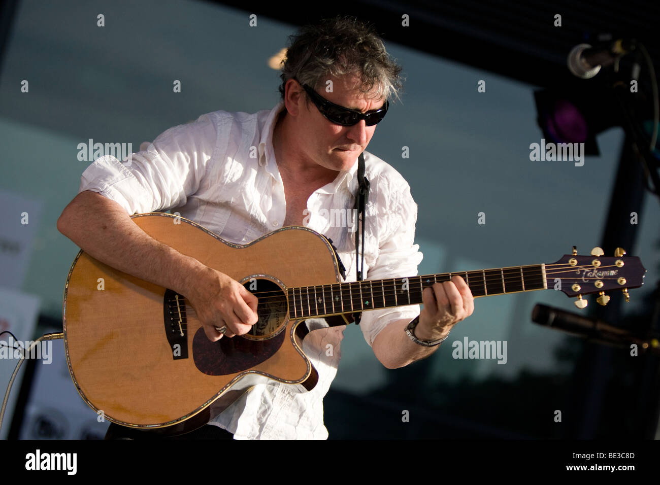 The Irish singer and songwriter Alan Burke live at the Blue Balls Festival in front of the KKL Plaza in Lucerne, Switzerland Stock Photo