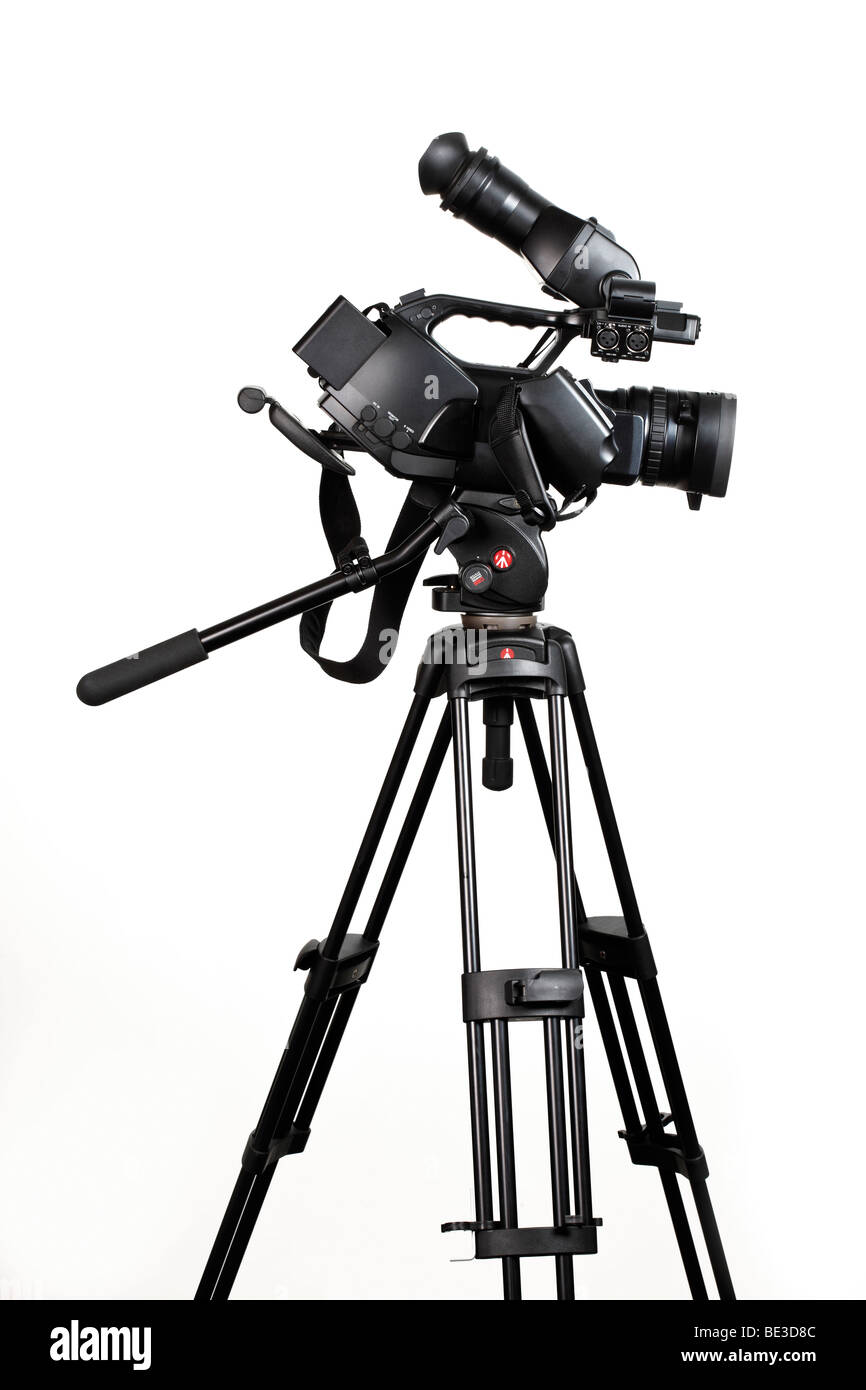 Video camera on a tripod Stock Photo Alamy