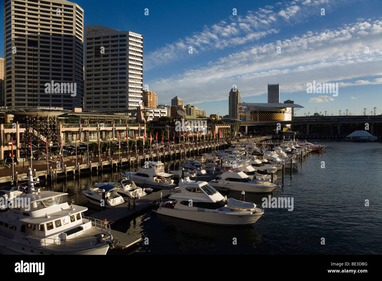 Boat marina at Cockle Bay Wharf in Darling Harbour. Sydney, New South Wales, AUSTRALIA Stock Photo