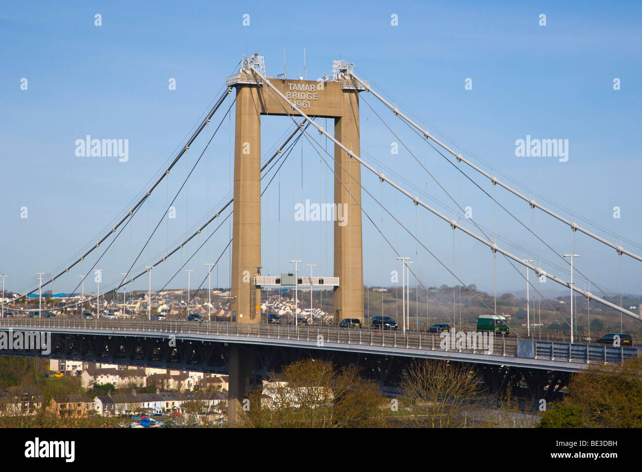 Tamar Bridge, Normandy Hill, Plymouth, between Cornwall and Devon, England, United Kingdom, Europe Stock Photo