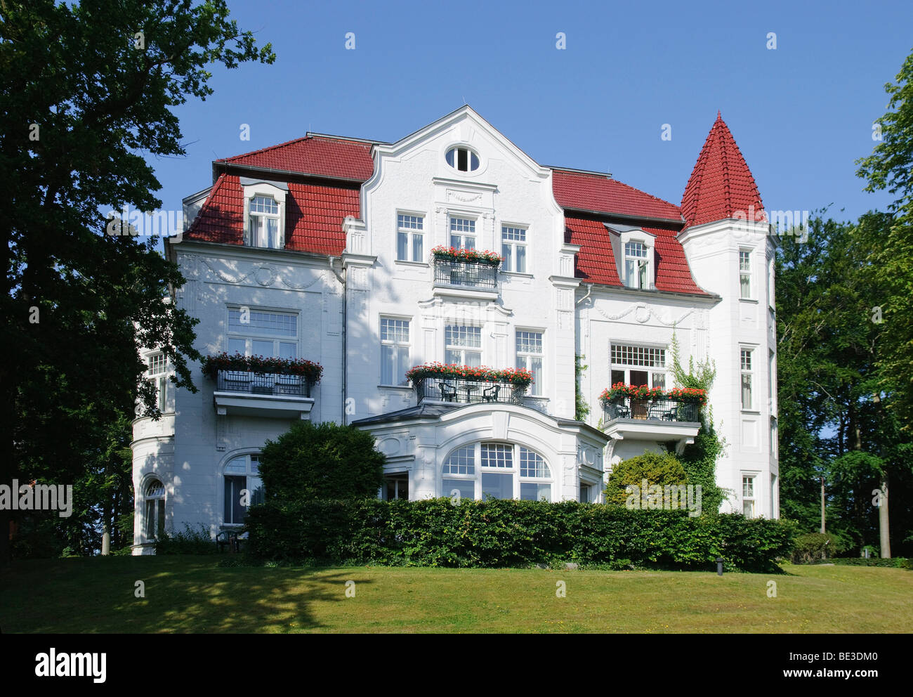 Villa Staudt, seaside resort Heringsdorf, Usedom Island, Mecklenburg-Western Pomerania, Germany, Europe Stock Photo