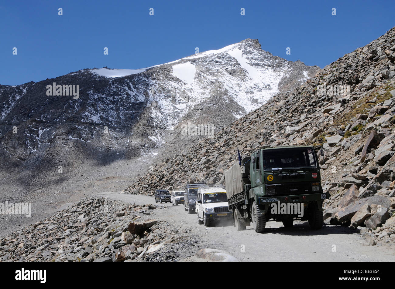 Military Convoy Driving Into The Indian Chinese Pakistani Conflict Stock Photo Alamy