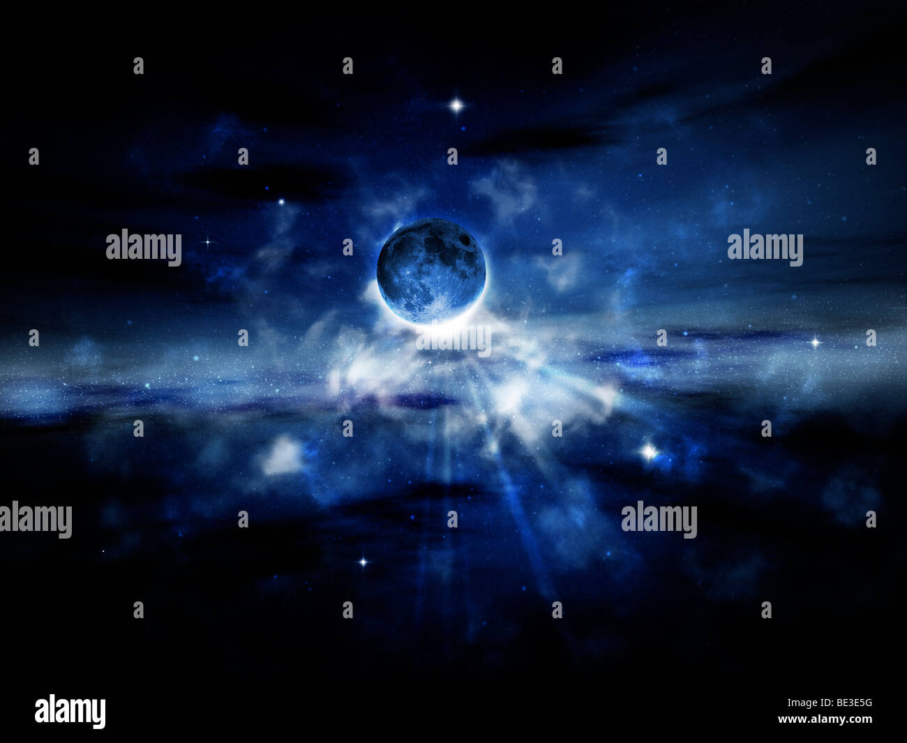 Digitally generated image of a planet in outer space. Stock Photo