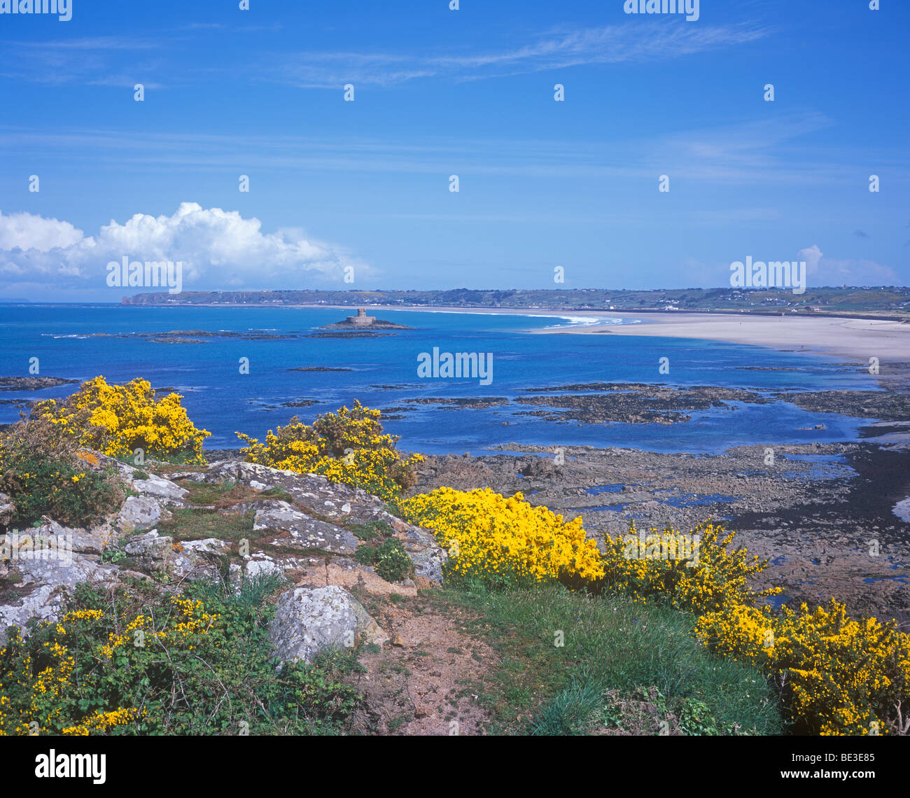 St. Ouen´s Bay with La Rocco Tower, Jersey Island, Channel Islands ...