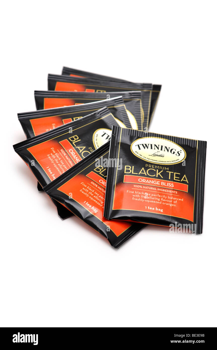 Black Tea Teabags. Stock Photo