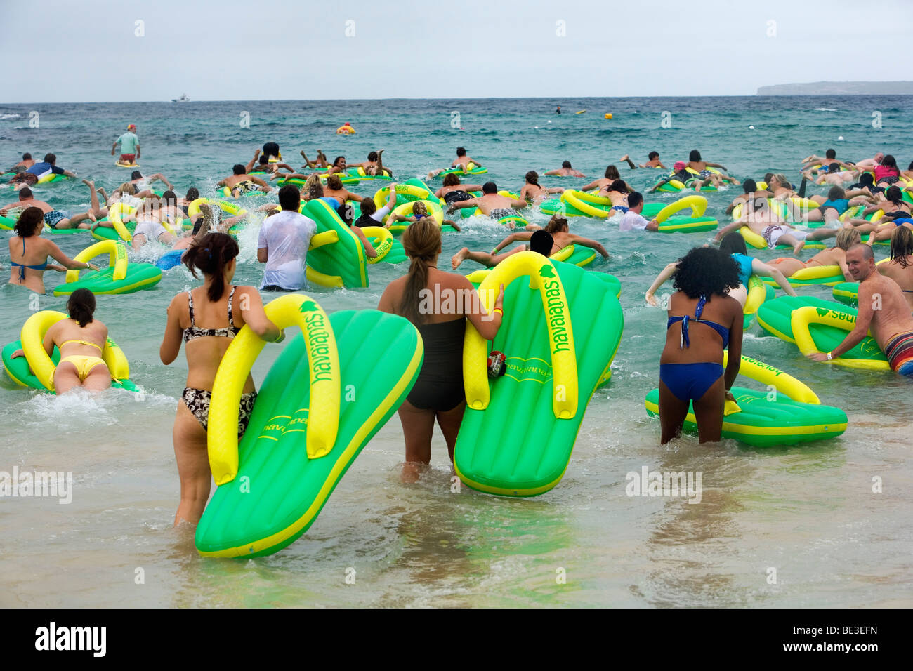 Havaianas Thong Challenge at Bondi Beach - part of Australia Day celebrations.  Sydney, New South Wales, AUSTRALIA Stock Photo