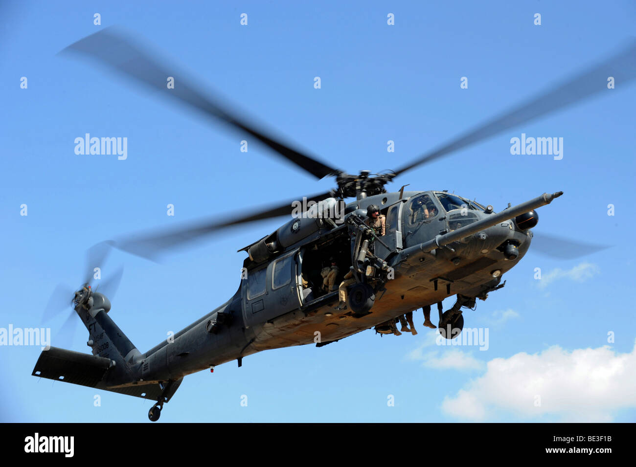 A U.S. Air Force HH-60 Pavehawk comes in for a landing. Stock Photo