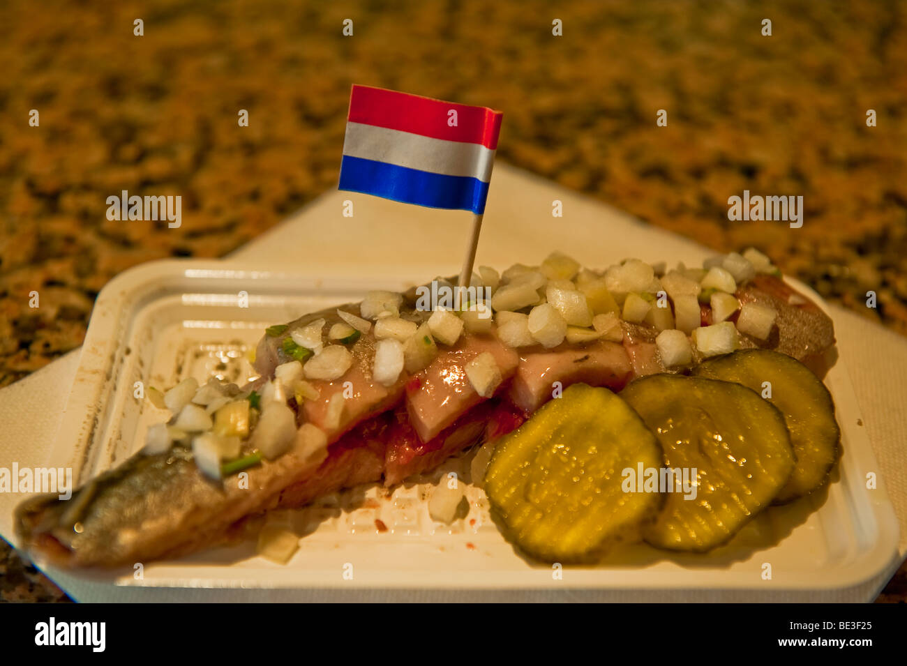 Traditional dutch raw herring onions hires stock photography and