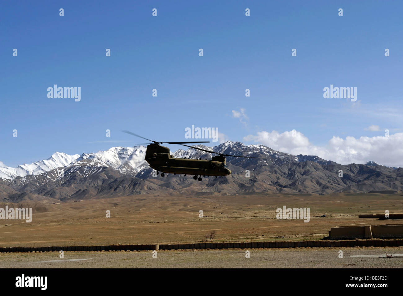 April 11, 2009 - A CH-47 Chinook takes off from Forward Operating Base Gardez. Stock Photo