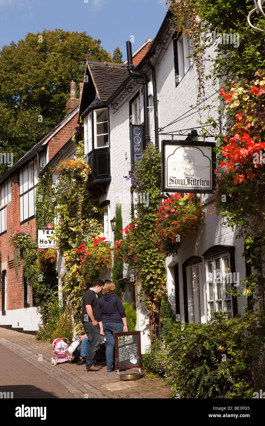 UK, England, Staffordshire, Stafford, Church Lane, the Soup Kitchen, popular local restaurant in C16th building Stock Photo