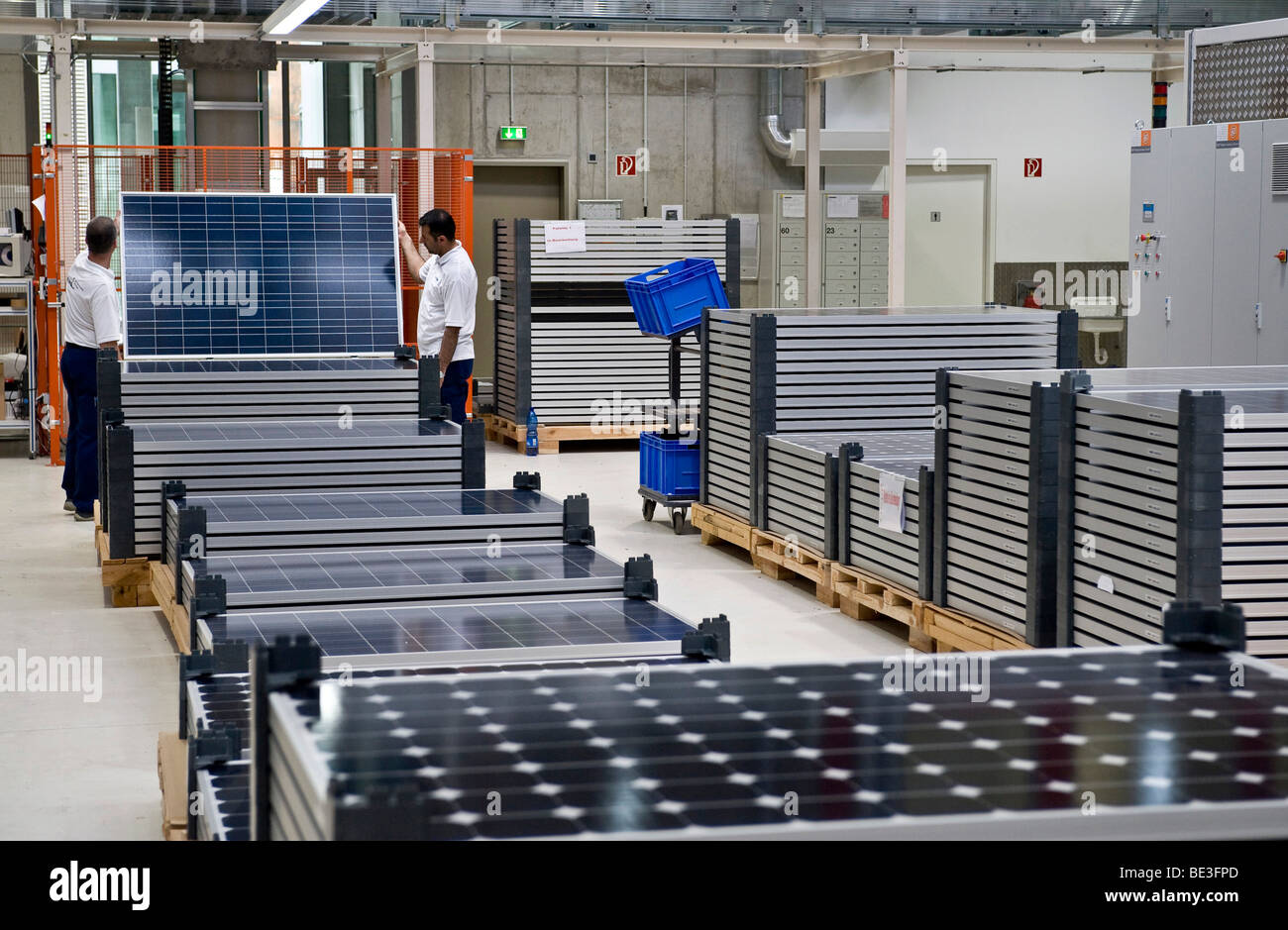 Storage, production of solar modules at SOLON SE, Berlin-Adlershof, Germany, Europe Stock Photo