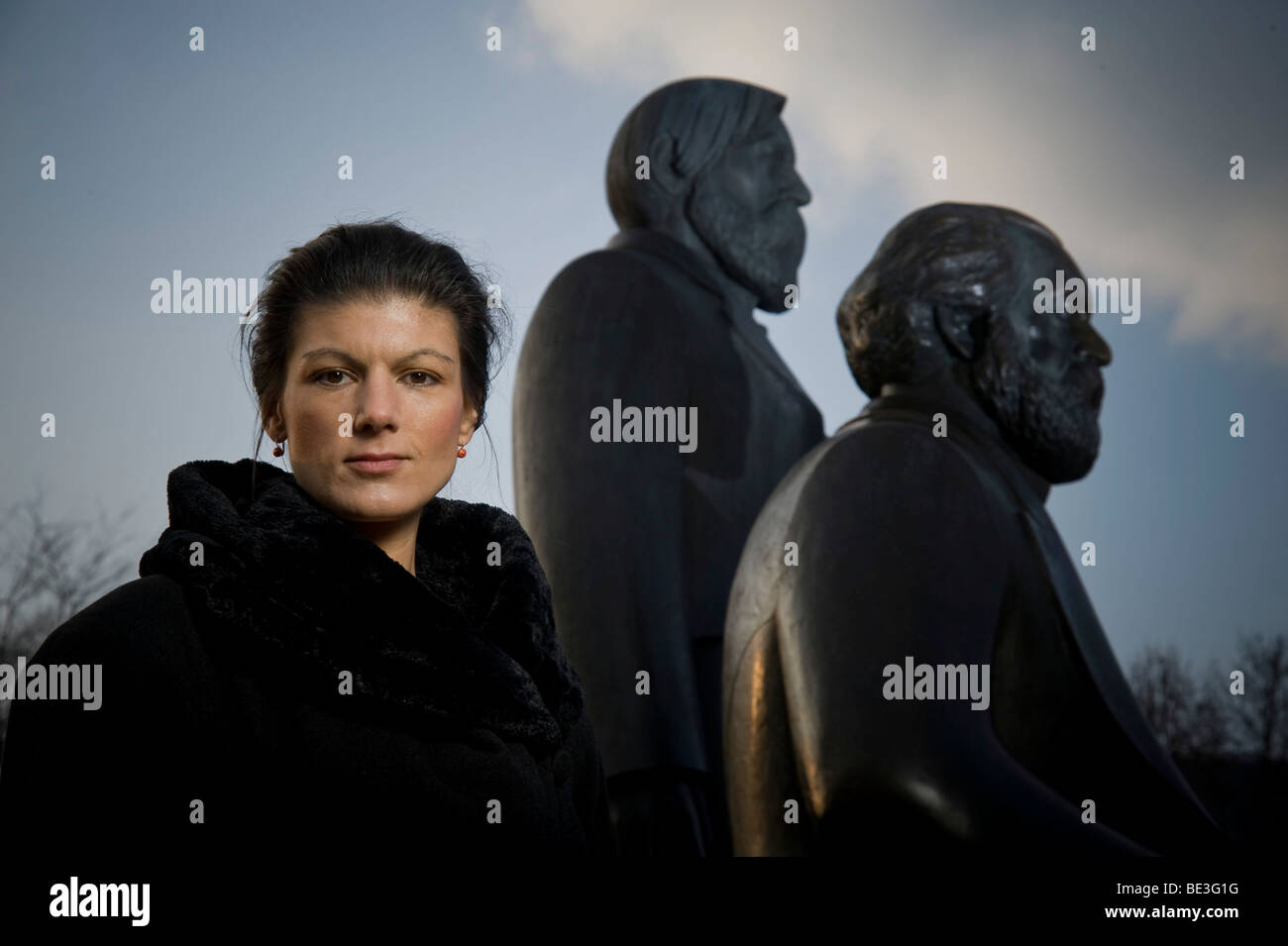 Sahra Wagenknecht, DIE LINKE party, at the Marx-Engels monument in Berlin, Germany, Europe Stock Photo