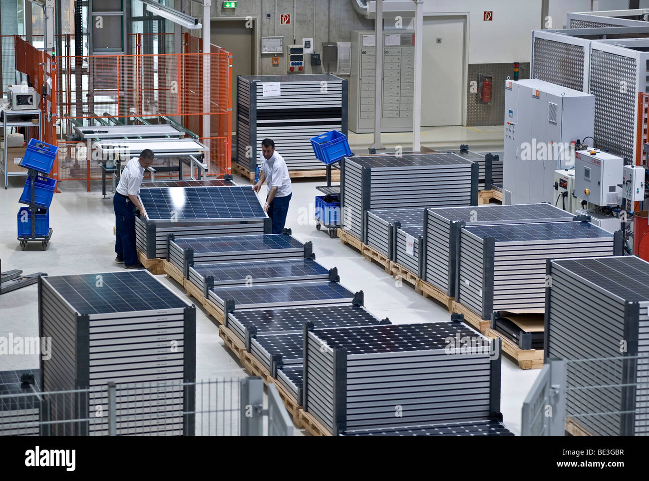 Storage, production of solar modules at SOLON SE, Berlin-Adlershof, Germany, Europe Stock Photo