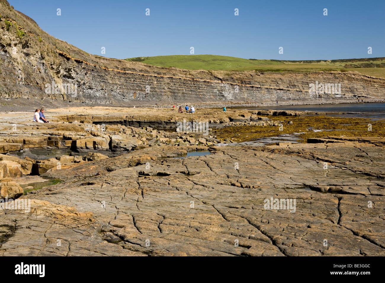 Dolomite rock formations at Kimmeridge Bay on the Isle of Purbeck, on the Dorset coast of England Stock Photo
