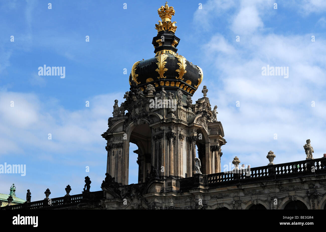 Side tower of the Zwinger museum, 1711-1722, Dresden, Saxony, Germany, Europe Stock Photo