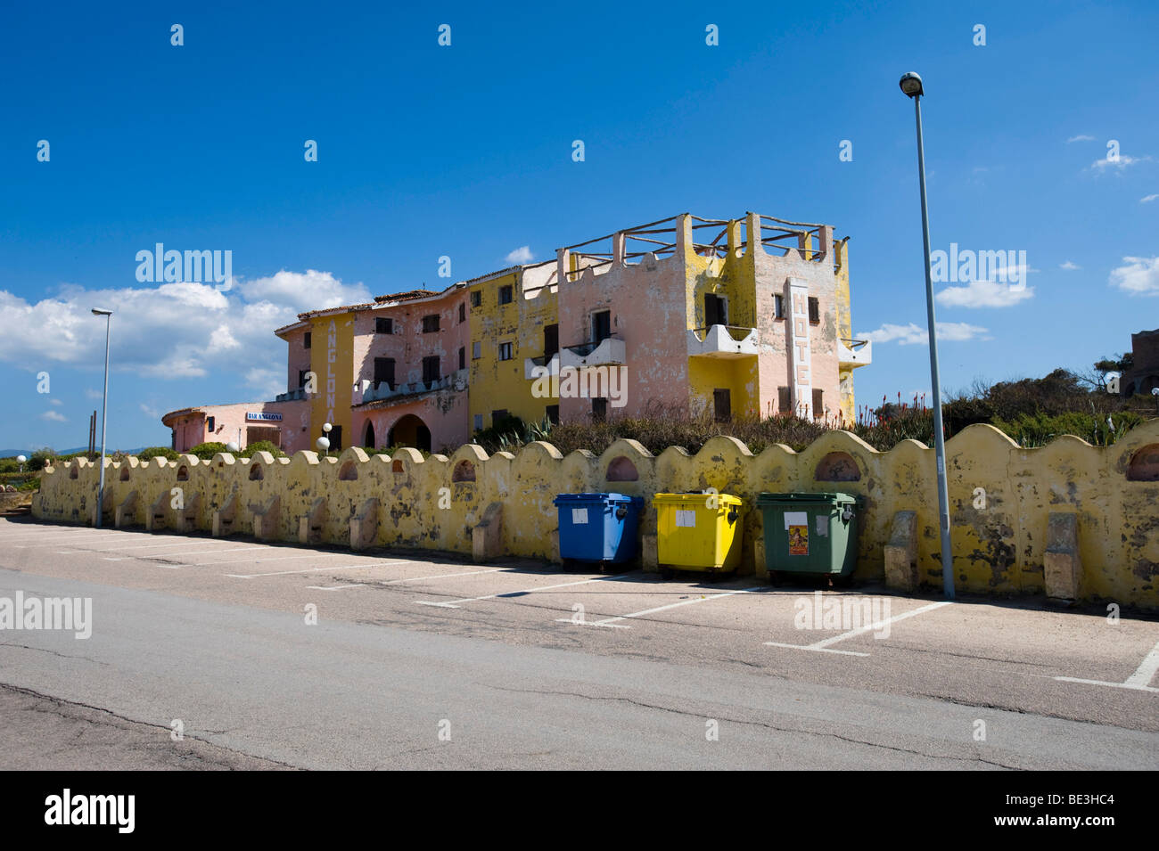 Deserted hotel in Valledoria, Sardinia, Italy, Europe Stock Photo