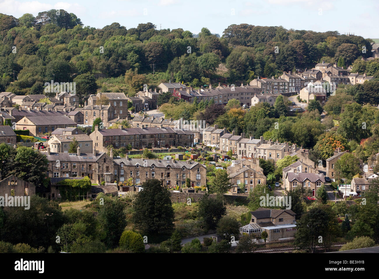UK, England, Yorkshire, Haworth, village hillside houses Stock Photo