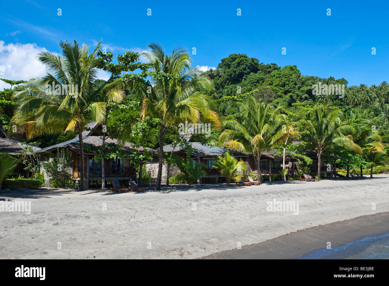 Hotel Minahasa Lagoon, beach bungalow, Sulawesi, Indonesia, Southeast Asia Stock Photo