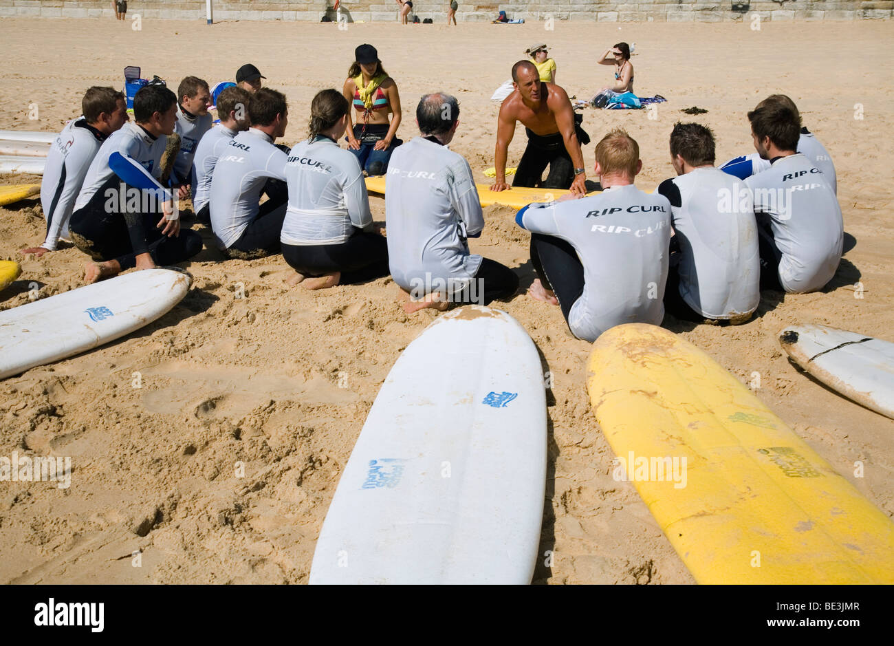Surf school on the sands of Manly Beach. Sydney, New South Wales