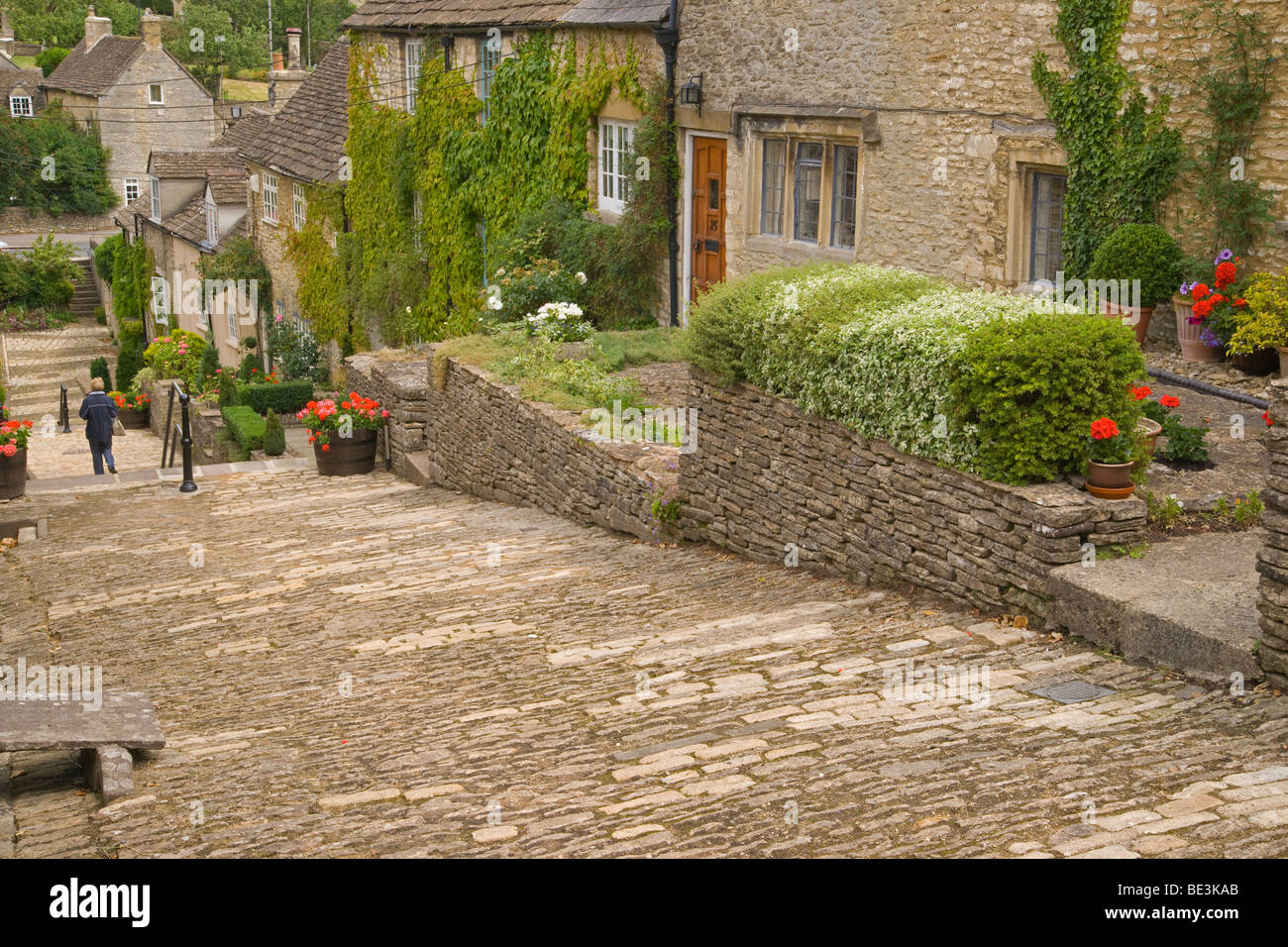 Chipping steps, Tetbury, Gloucestershire, Cotswolds, England, July