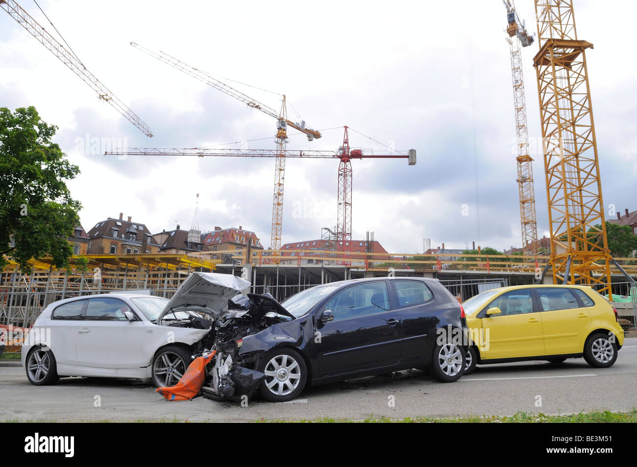 Traffic accident in Stuttgart, Baden-Wuerttemberg, Germany, Europe