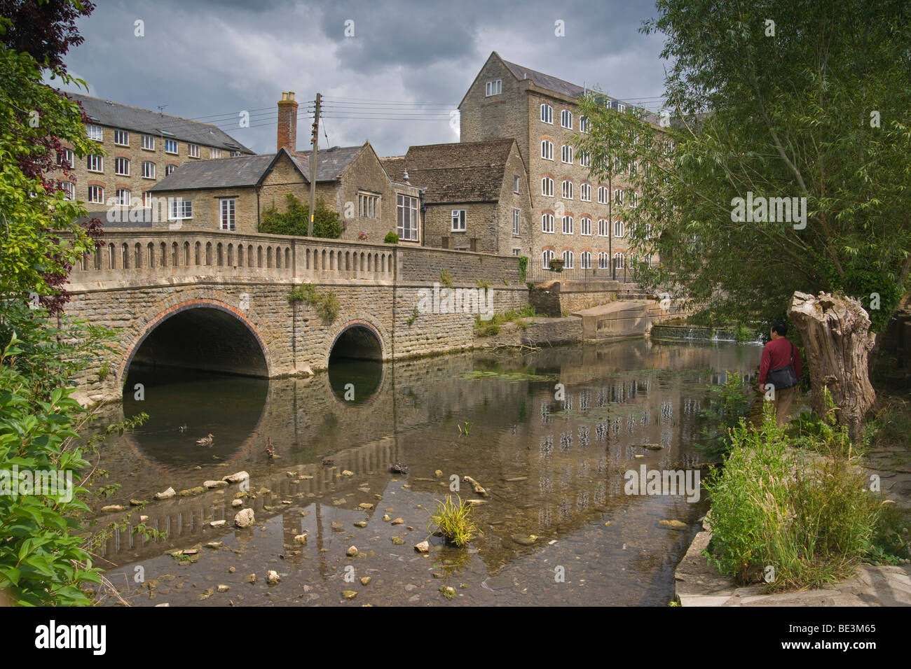 River Avon, Avonmills, Bridge, Malmesbury, Wiltshire, Cotswolds, England, July, 2009 Stock Photo