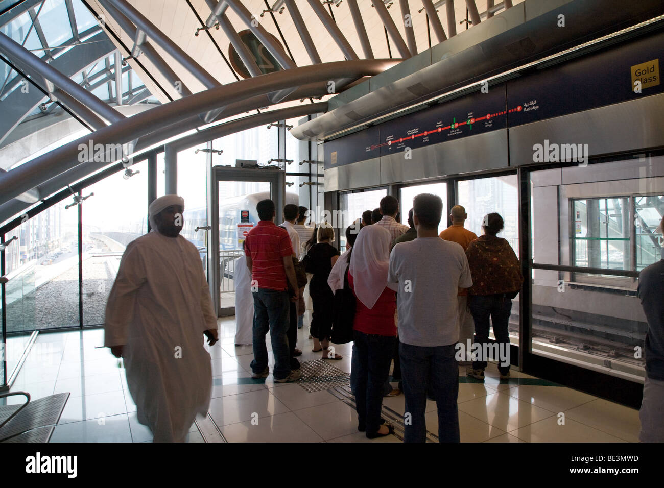 Dubai Metro Railway Line Station interior platform Stock Photo