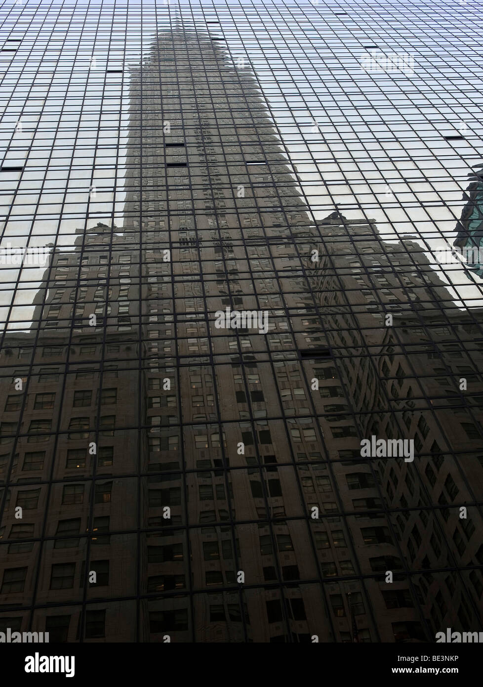 Reflection of the Chrysler building in the opposite building, Manhattan, New York City, USA, North America Stock Photo