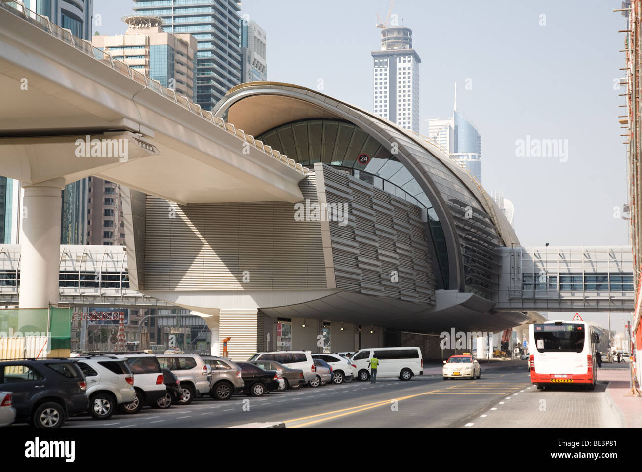Dubai Metro Railway line financial station exterior Stock Photo