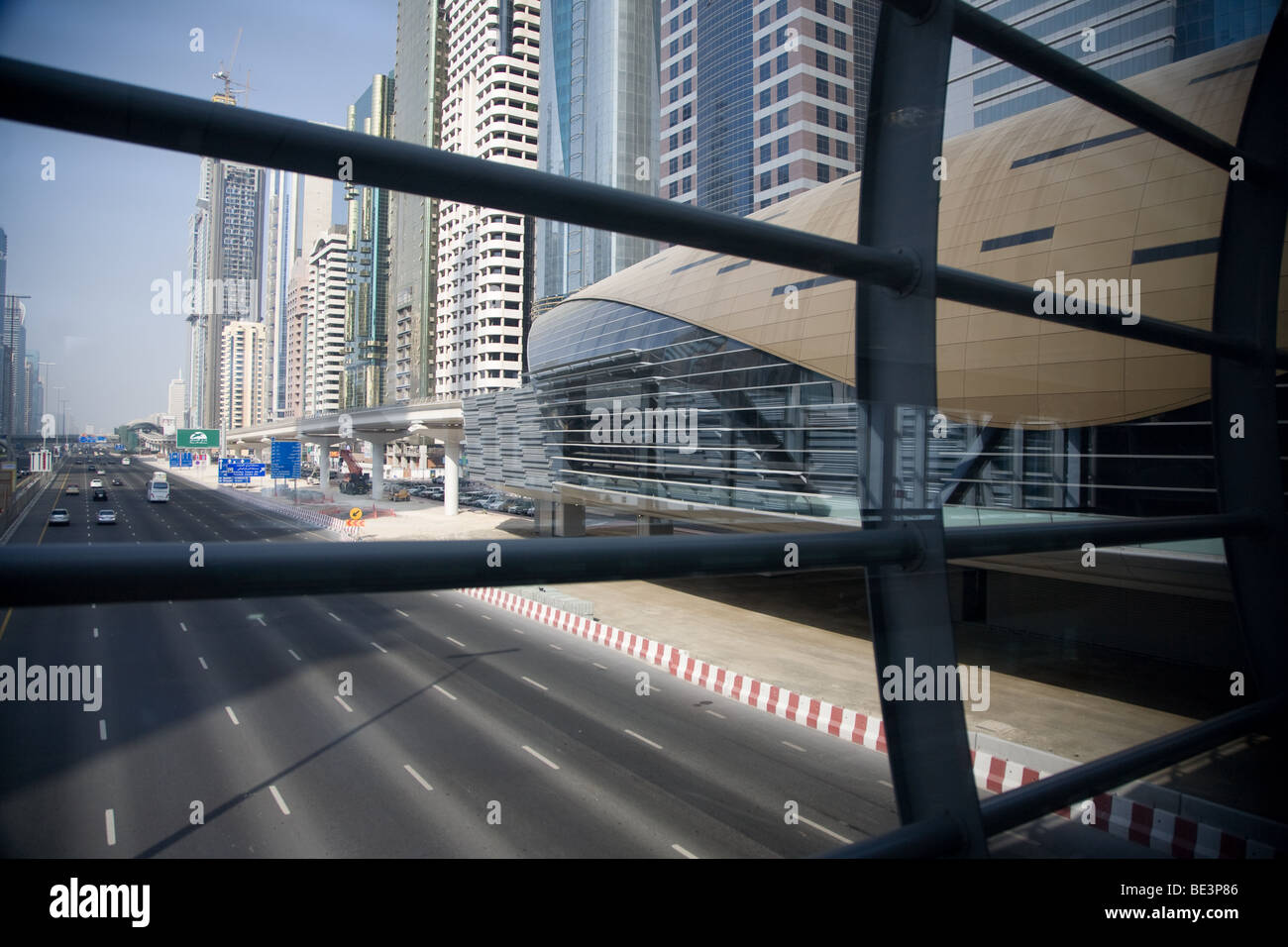 Dubai Metro line train station interior exterior Stock Photo