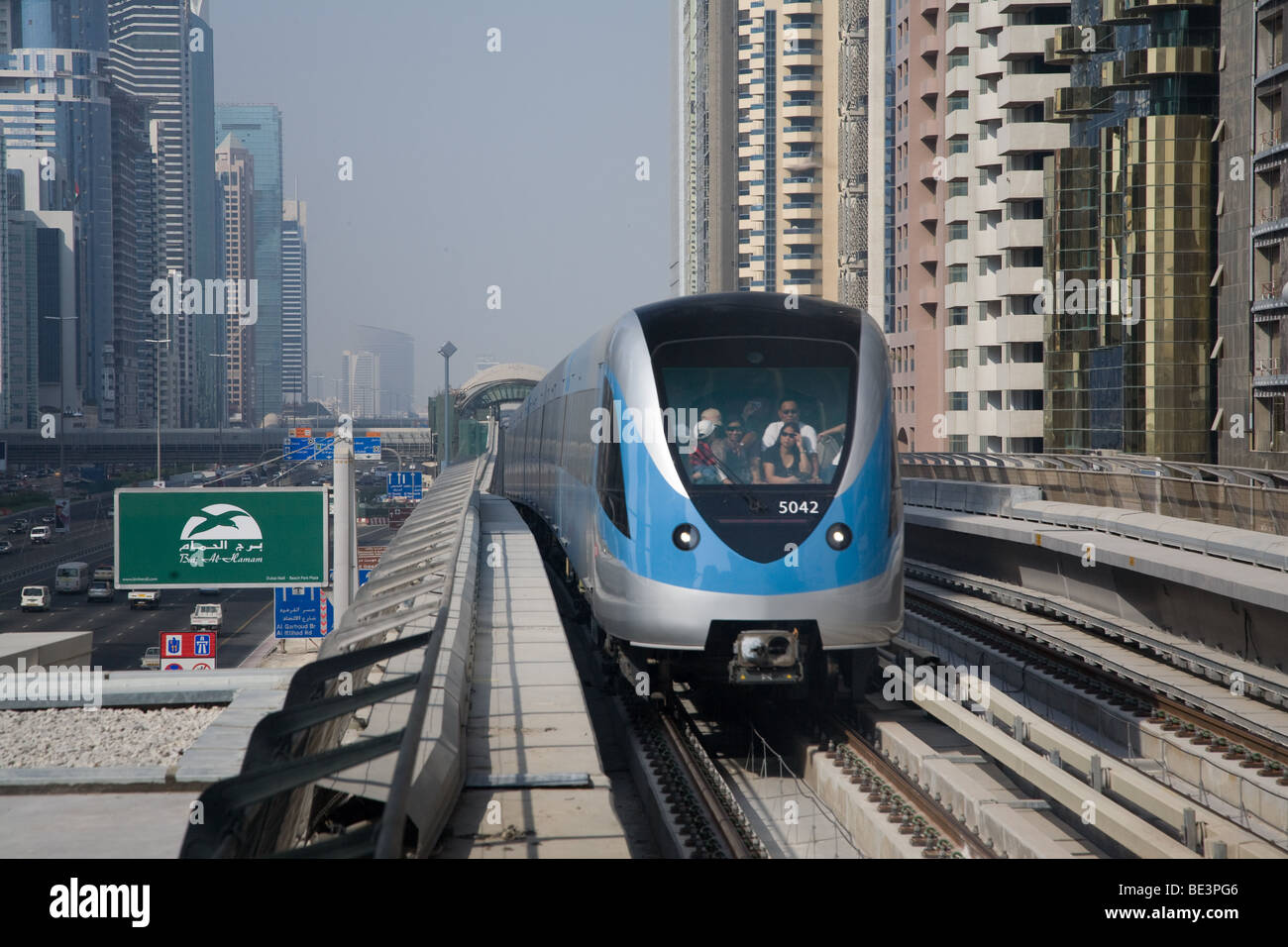 Dubai Metro Train railway track line uae tracks Stock Photo